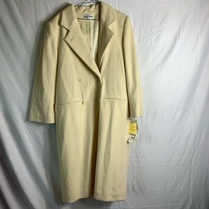 Vintage Cream White Peacoat Womens Winter Coat Long Jacket Size 10P Holiday Look
